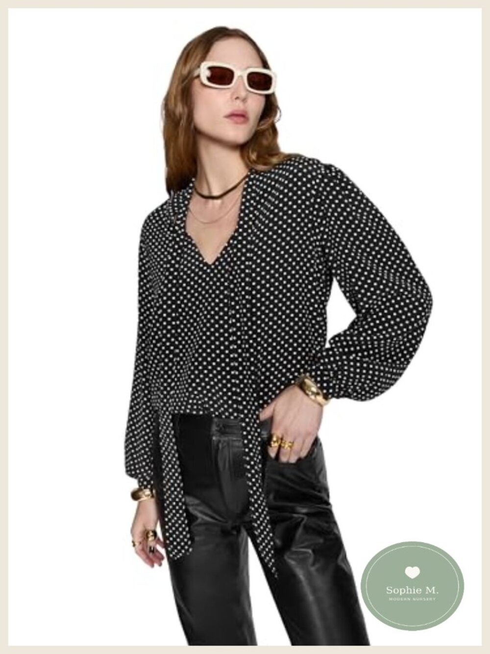 Rebecca Minkoff Tie Neck Viscose Blouse Long Sleeve Pullover